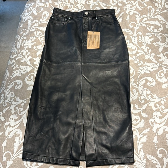 PS PAUL SMITH Leather MIDI Skirt - Picture 4 of 10
